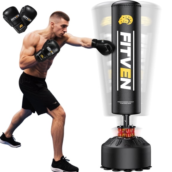 UPGO Freestanding Punching Bag with Boxing Gloves Heavy Boxing Bag with Suction Cup Base - Men Stand Kickboxing Bag