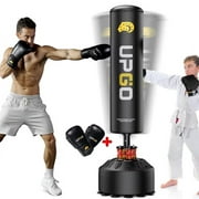 UPGO Freestanding Punching Bag for Adult Kids 70''-205lbs Boxing Bag with Boxing Gloves 66 lb, Black