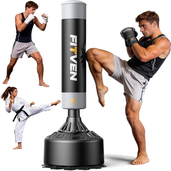 UPGO Freestanding Punching Bag with Boxing Gloves Heavy Boxing Bag with Suction Cup Base - Men Stand Kickboxing Bag, Integrated Sandbag