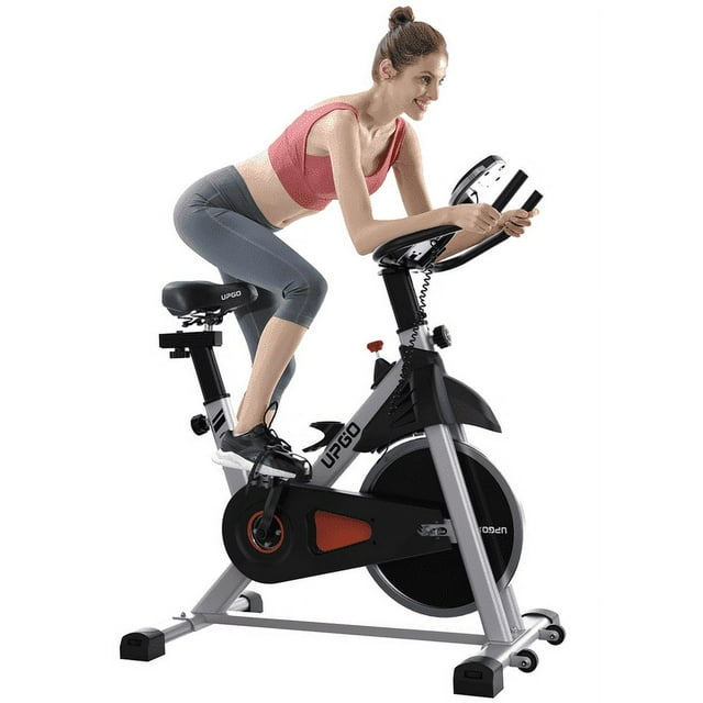 UPGO Indoor Cycling Bike Stationary Bike with 270lb Max Weight Exercise Bicycle with Ipad Mount & Comfortable Seat Cushion for Home Cardio Workout