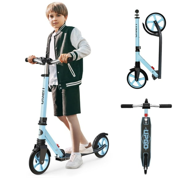 UPGO Kick Scooter for Ages 6+, Kids, Teens & Adults, 240 lb Max Load, Foldable, 8-Inch Wheels,Blue