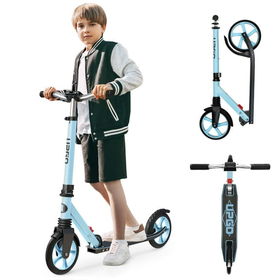 UPGO Kick Scooter for Ages 6+, Kids, Teens & Adults, 240 lb Max Load, Foldable, 8-Inch Wheels,Blue