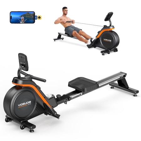 YOSUDA Magnetic Rowing Machine 350 lbs Weight Capacity - Foldable Rower for Home with LCD Monitor, Tablet Holder and Comfortable Seat Cushion
