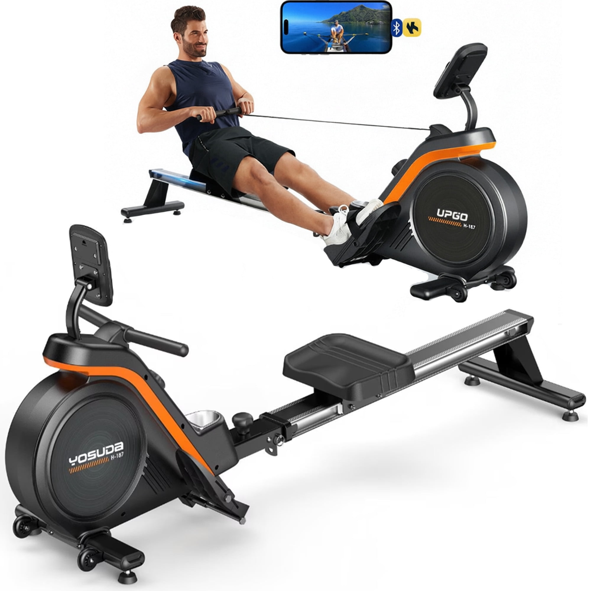 YOSUDA Magnetic Rowing Machine 350 lbs Capacity, Foldable LCD Monitor ...