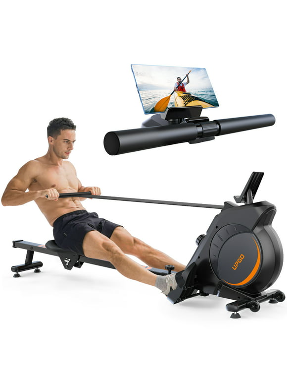 UPGO Magnetic Rowing Machine 350lbs Weight Capacity and 8 Level Resistance, Foldable Rower for Home with LCD Monitor