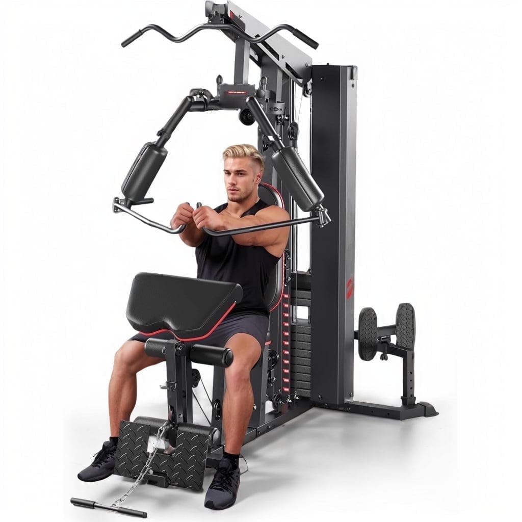 UPGO Multifunctional Home Gym, Gym Equipment for Home, Workout Station for Leg Press & Chest Fly, Exercise Equipment with 150LBS Weight Stack, 1 Count