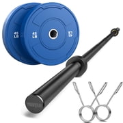 Olympic Barbell with Bumper Plate, Weight Plates Set 45lb, 7ft Power Weightlifting Weight Bars, 1900lb Weight Capacity