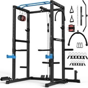 UPGO Power Cage,1200lbs Multi-Function Power Rack with Lat Pulldown and Pulley System and More Training Attachment, Weight Cage for Home Gym