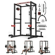 UPGO Power Cage,1200lbs Multi-Function Power Rack with Lat Pulldown and Pulley System and More Training Attachment, Weight Cage for Home Gym