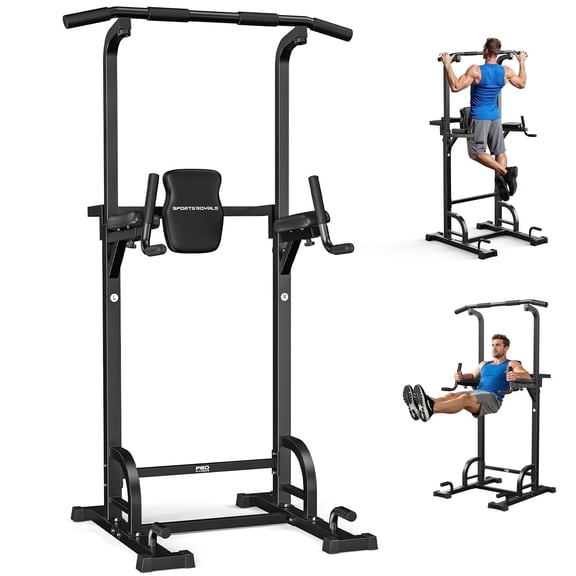 FED Fitness Sportsroyals Series PT3 Power Tower, 400lbs Capacity Adjustable Dip Station, Pull up Station, Push up for Home Gym