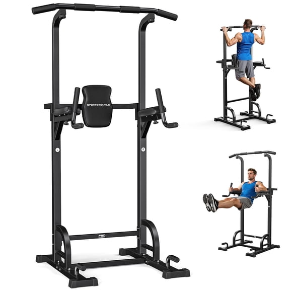 Sportsroyals Adjustable Power Tower 400lbs Capacity Dip Station, Pull up Station, Push up for Home Gym