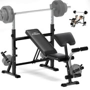 Flybird Standard Weight Bench with Preacher Curl, Leg Developer, Chest & Shoulder Rack