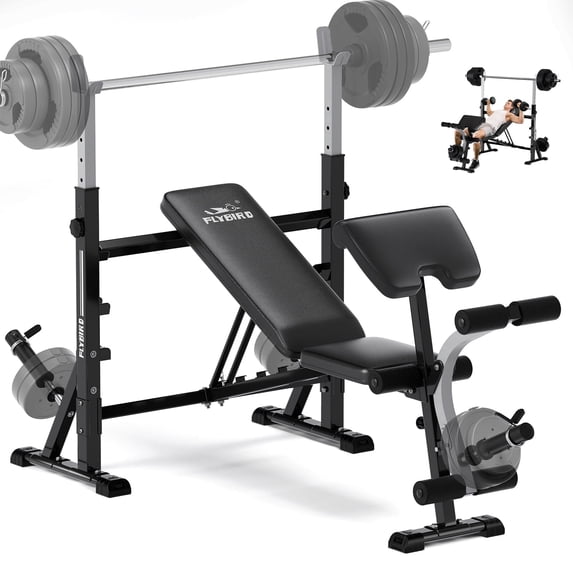 FLYBIRD Adjustable Weight Bench Set, 900lb Multi-Function Full Body Workout Weight Bench With Leg Extension for Home Gym