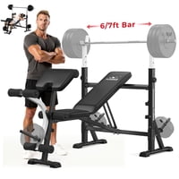 FLYBIRD Adjustable Weight Bench Set With Leg Extension up to 900lb capacity (Black)