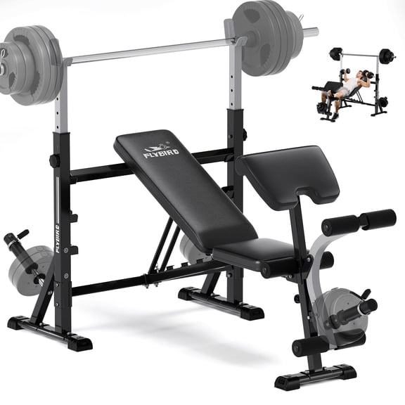 FLYBIRD Adjustable Weight Bench Set, 900lb Multi-Function Full Body Workout Weight Bench With Leg Extension for Home Gym