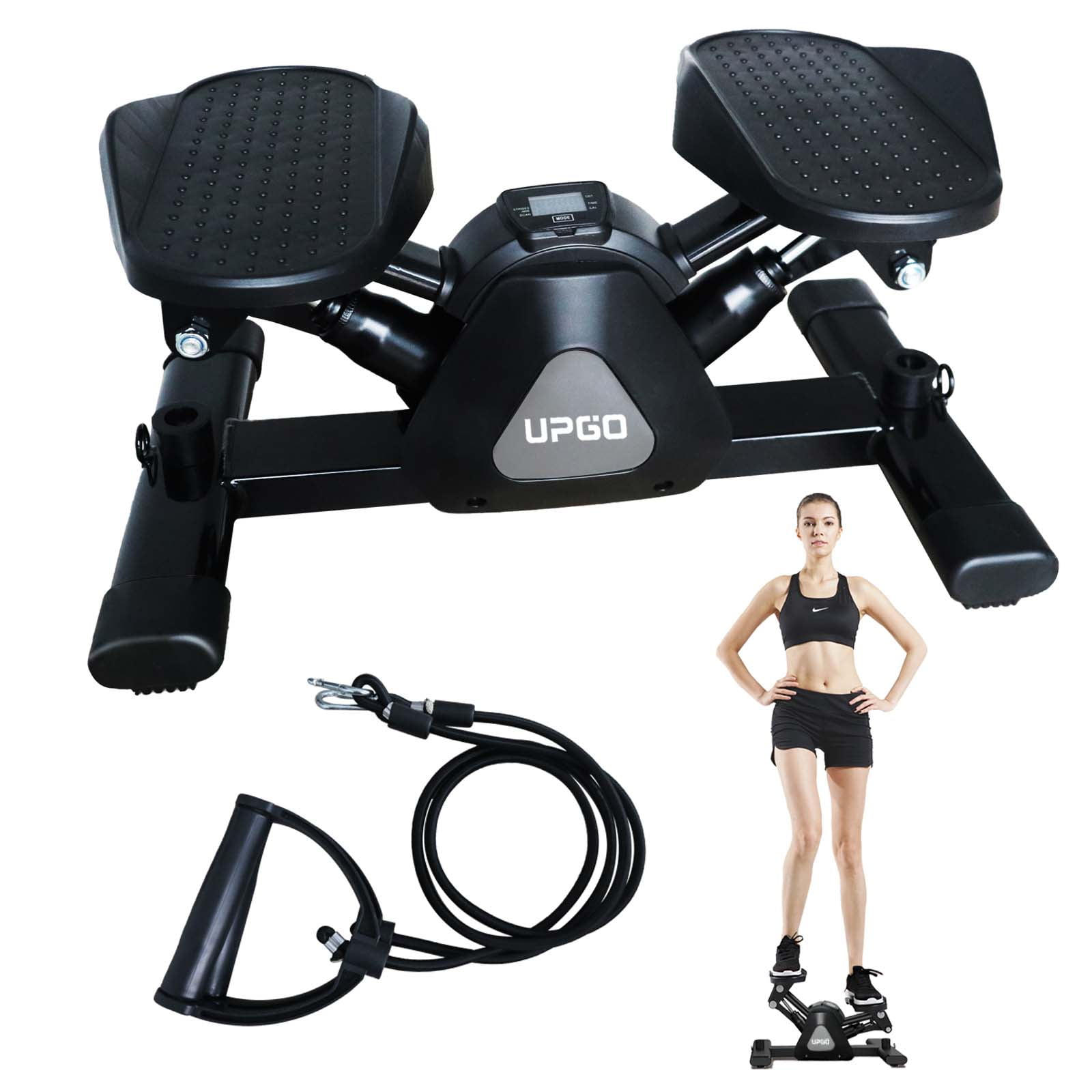 UPGO Steppers for Exercise at Home Mini Stepper with Resistance Bands Portable Stair Stepper Machine 350LBS Loading Capacity Exercise Stepper for