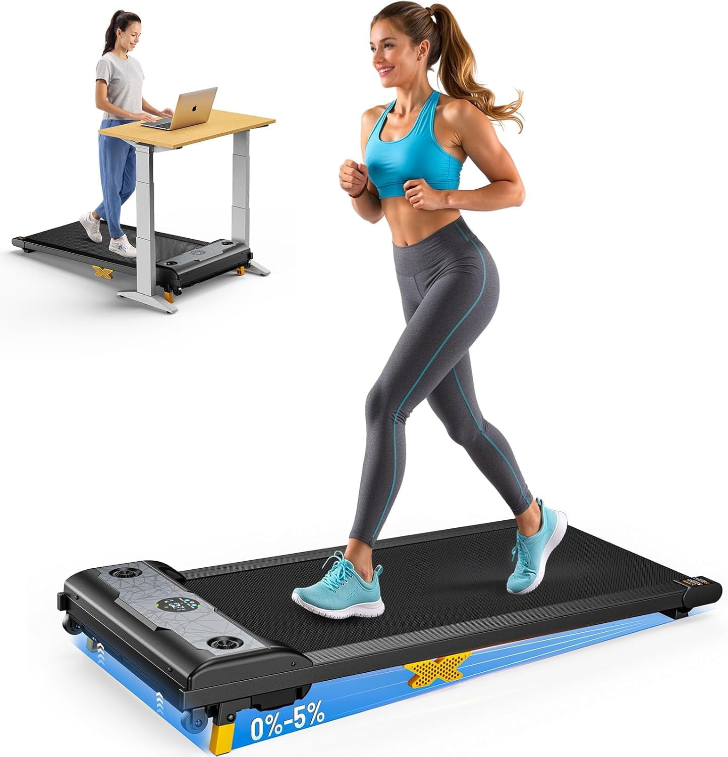 Mini Exercise Walk UPGO Mini Walking Jogging Machine, Under Desk Treadmill with Incline ...