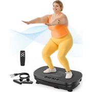 UPGO Vibration Plate Exercise Machine, Lymphatic Drainage Machine, Whole Body Workout Platform w/ 2 Resistance Bands for Weight Loss, Toning & Wellness - Black