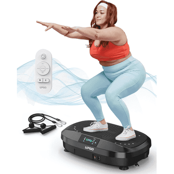 UPGO Vibration Plate Exercise Machine, Lymphatic Drainage Machine, Whole Body Workout Vibration Platform w/ 2 Resistance Bands for Wellness and Fitness-Black