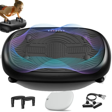 UPGO Vibration Plate, Whole Body Workout Vibration Fitness Platform for Lymphatic Drainage, with Inflatable Cushion, Push-up Handles, 2 Resistance Bands
