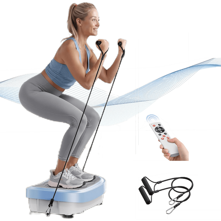 Upgo Vibration Platform Machine, 9 Modes Full Body Exercise Plate,  w/Remote, 99 Speeds, 2 Resistance Bands