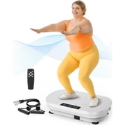 UPGO Vibration Plate Exercise Machine, Lymphatic Drainage Machine, Whole Body Workout Vibration Platform w/ 2 Resistance Bands for Weight Loss, Toning & Wellness-White