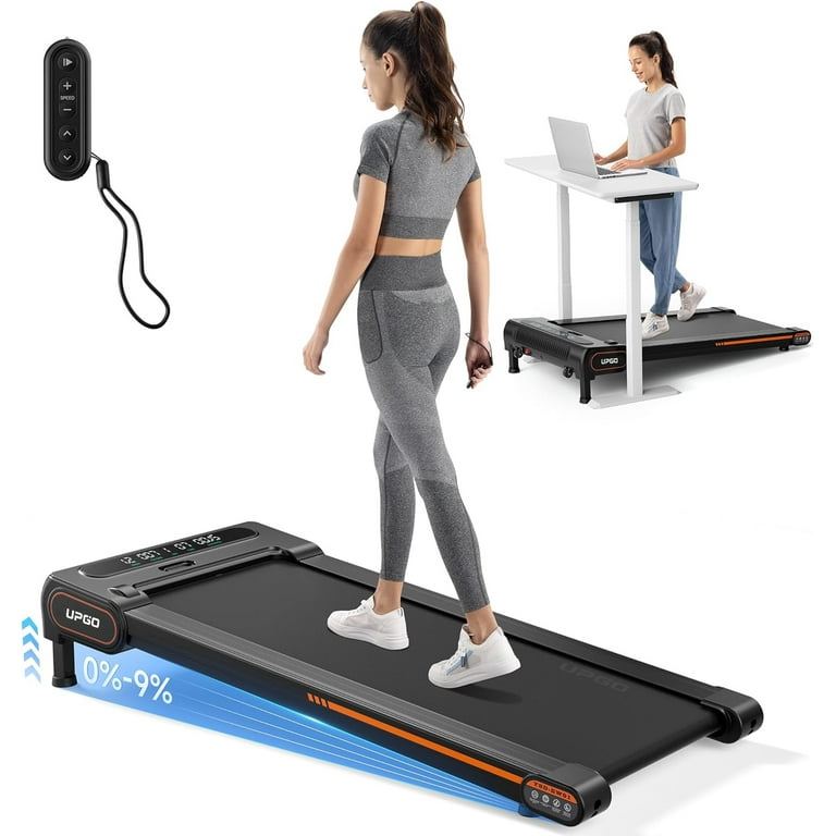UPGO Walking Pad with Auto Incline up to 9 Under Desk Treadmills with 350LBS Weight Capacity 3 Slope Incline and Large LED Display