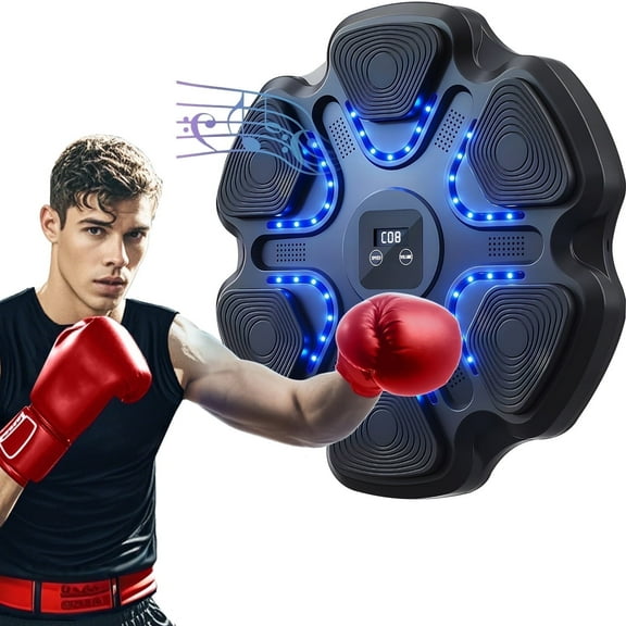 UPGO Wall-Mounted Smart Boxing Trainer with Music, Gloves, and Target Pads - Wireless-Enabled Fitness Equipment for Home & Gym, Black, Indoor Boxing Training System for Adults, Music Training System