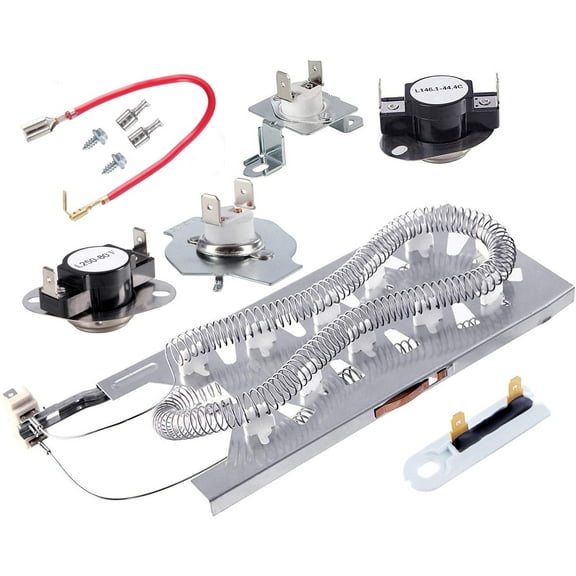 Upgraded 3387747 Dryer Heating Element Kit - Includes 279816 Thermostat, 279973 & 3392519 Thermal Cut-Off Fuse - Compatible With Kenmore, Samsung, Whirlpool, KitchenAid Electric Dryers And More