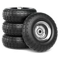 thumbnail image 1 of 【UPGRADED】4.10/3.50-4 Tire and Wheel Flat , 10 Inch Solid Rubber Tire with 5/8”Axle Bore Hole and Double Sealed Bearings, for Dolly Wheels/Hand Truck Wheels/Dump Cart Wheels，4 Pack, 1 of 7