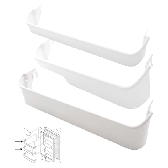 UPGRADED Appliance ) Door Shelf Bin Racks Compatible with or Refrigerator 240338001 (TOP) & 240337901 (MIDDLE) & 240338101 (BOTTOM) 24.75" x 4" x 5" White