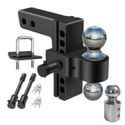 UPGRADED Djustable Trailer Hitch, Fit For 2 Inch Receiver, 8-Inch Drop/Rise, Aluminum Drop Hitch, 12,500 Lbs Gtw - Tow Hitch For Trailer