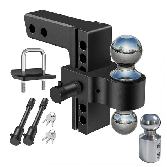 UPGRADED Djustable Trailer Hitch, Fit For 2 Inch Receiver, 8-Inch Drop/Rise, Aluminum Drop Hitch, 12,500 Lbs Gtw - Tow Hitch For Trailer