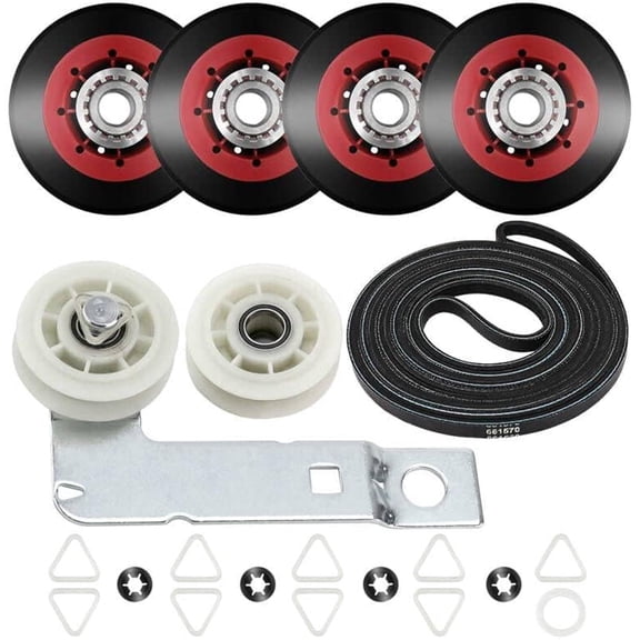 UPGRADED W10837240 4392067 Dryer Repair Kit with Idler Pulley Bracket - Replaces Whirlpool Cabrio Duet Maytag Bravos XL Kenmore Elite, Includes WPW10314173 661570V
