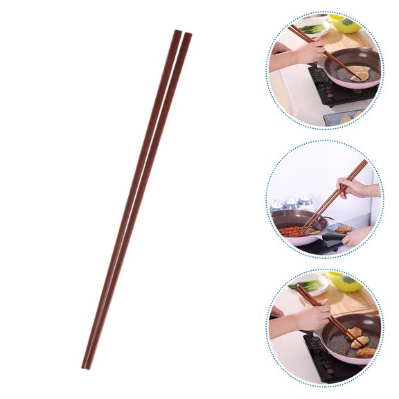 UPGRATOR 1 Pair Frying Cooking Chopsticks Brown Wood For Kitchen Utensils