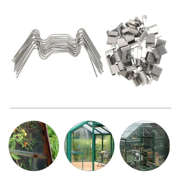 UPGRATOR 100Pcs Greenhouse Glass Pane Fixing Clips Stainless Steel for Aluminium Frame Weather Protection