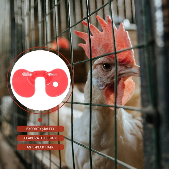 UPGRATOR 100Pcs Durable Plastic Chicken Spectacles Red for Farm Protection and Poultry Use