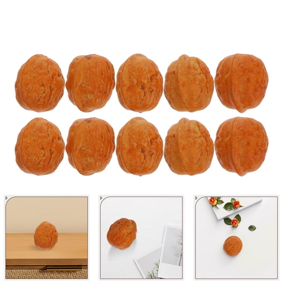 UPGRATOR 10Pcs Artificial Walnut Models Brown for Lifelike Home Decoration and Display