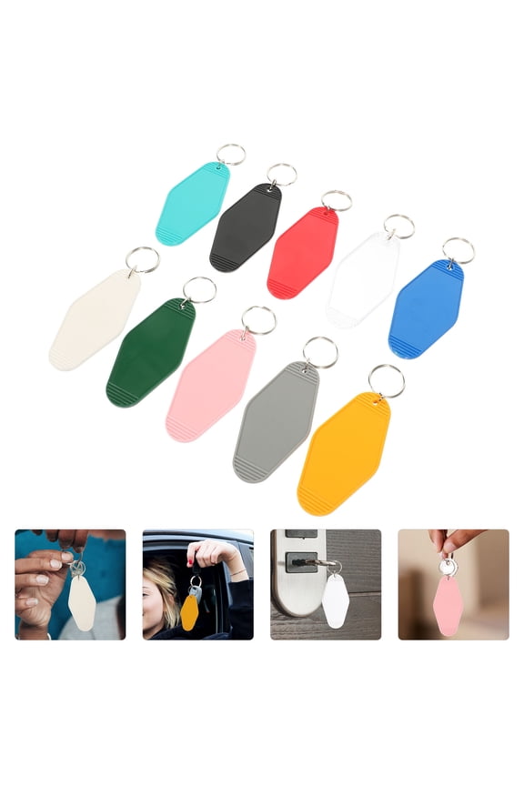 10Pcs Assorted Color Key Labels with Split Ring for Hotel Keys and Personal Item Identification