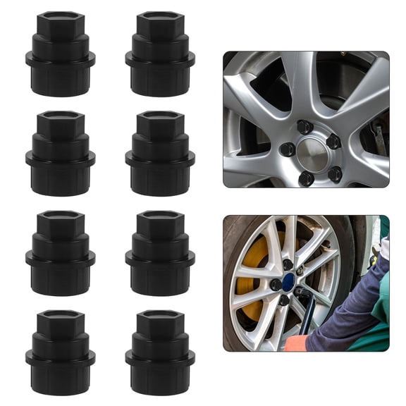 UPGRATOR 10Pcs Black Plastic Car Wheel Lug Nut Covers for Car 3.8x3.8x3.1in