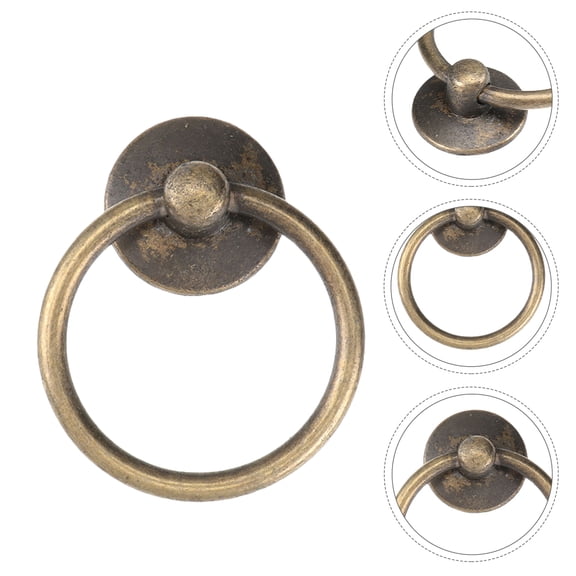 UPGRATOR 10Pcs Vintage Golden Metal Ring Pulls for Cabinet Doors and Drawers