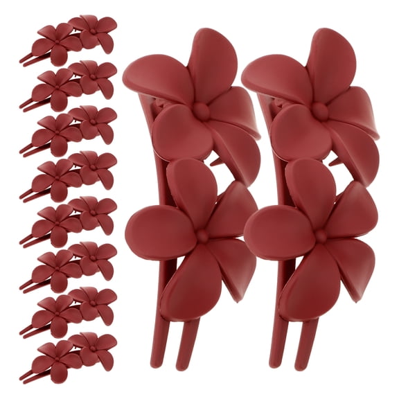 UPGRATOR 10Pcs Hair Clips Dark Red Matte Duckbill Barrettes for Side Hair Styling