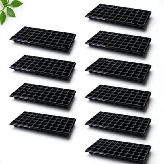 UPGRATOR 10Pcs Plastic Garden Tray Black for Seed Germination and Plant Propagation with 50 Cells