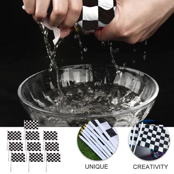 UPGRATOR 10Pcs Polyester Racing Flag for Cheering and Game Use with Black and White Grid Pattern