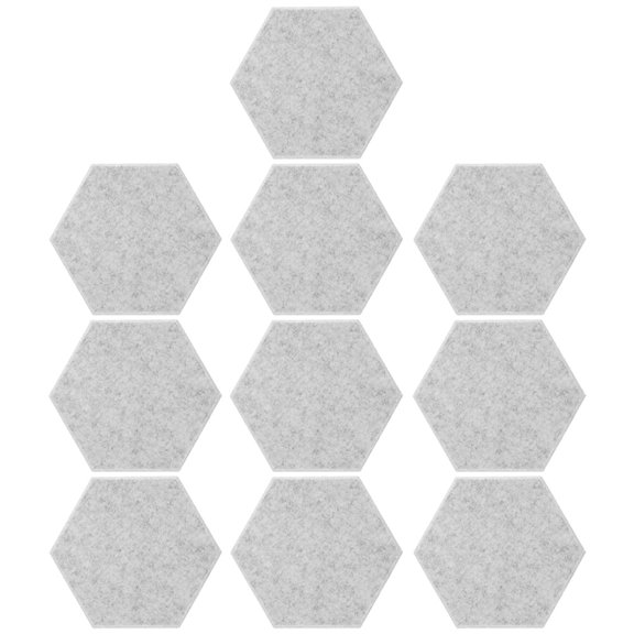 UPGRATOR Acoustic Panels Noise Reducing Light Grey Polyester Fiber Hexagon 10Pcs