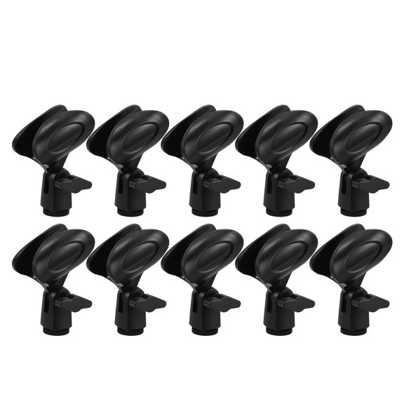 UPGRATOR 10Pcs Adjustable Mic Holder Clamp Plastic Spring Microphone Clip for Studio and Stage Use Black