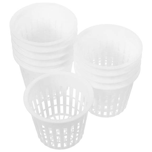 UPGRATOR 10Pcs White Plastic Hydroponic Net Pots Mesh Planter Baskets for Root Aeration and Drainage
