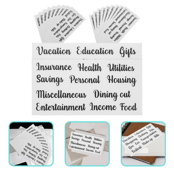 UPGRATOR 10 Sets of Portable Cash Envelope Labels PVC Black Stickers for Managing Finances