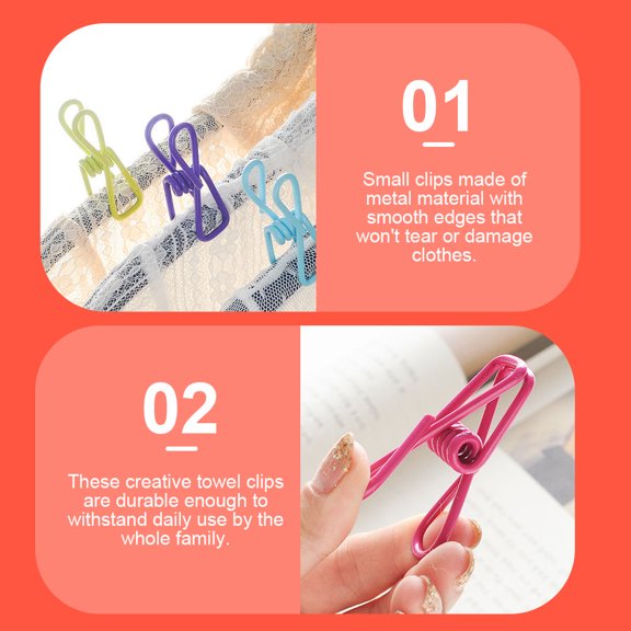 UPGRATOR 10pcs Utility Clips Metal Assorted Color for Strong Grip in Indoor Drying