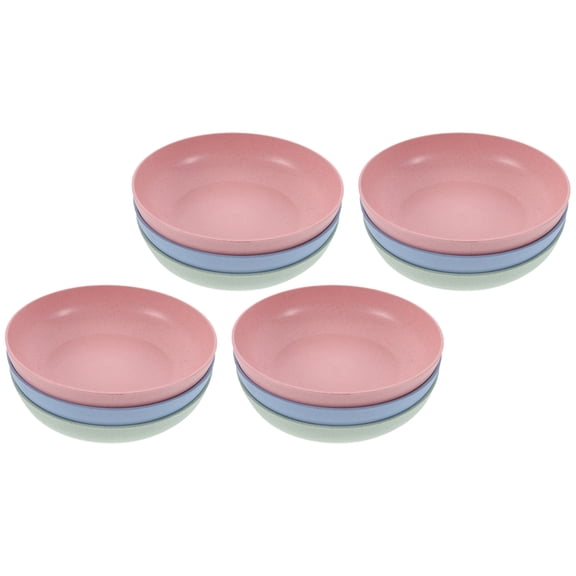 UPGRATOR 12Pcs Wheat Straw Cat Feeder Bowl Round Design with Fatigue Reduction for Small Cats